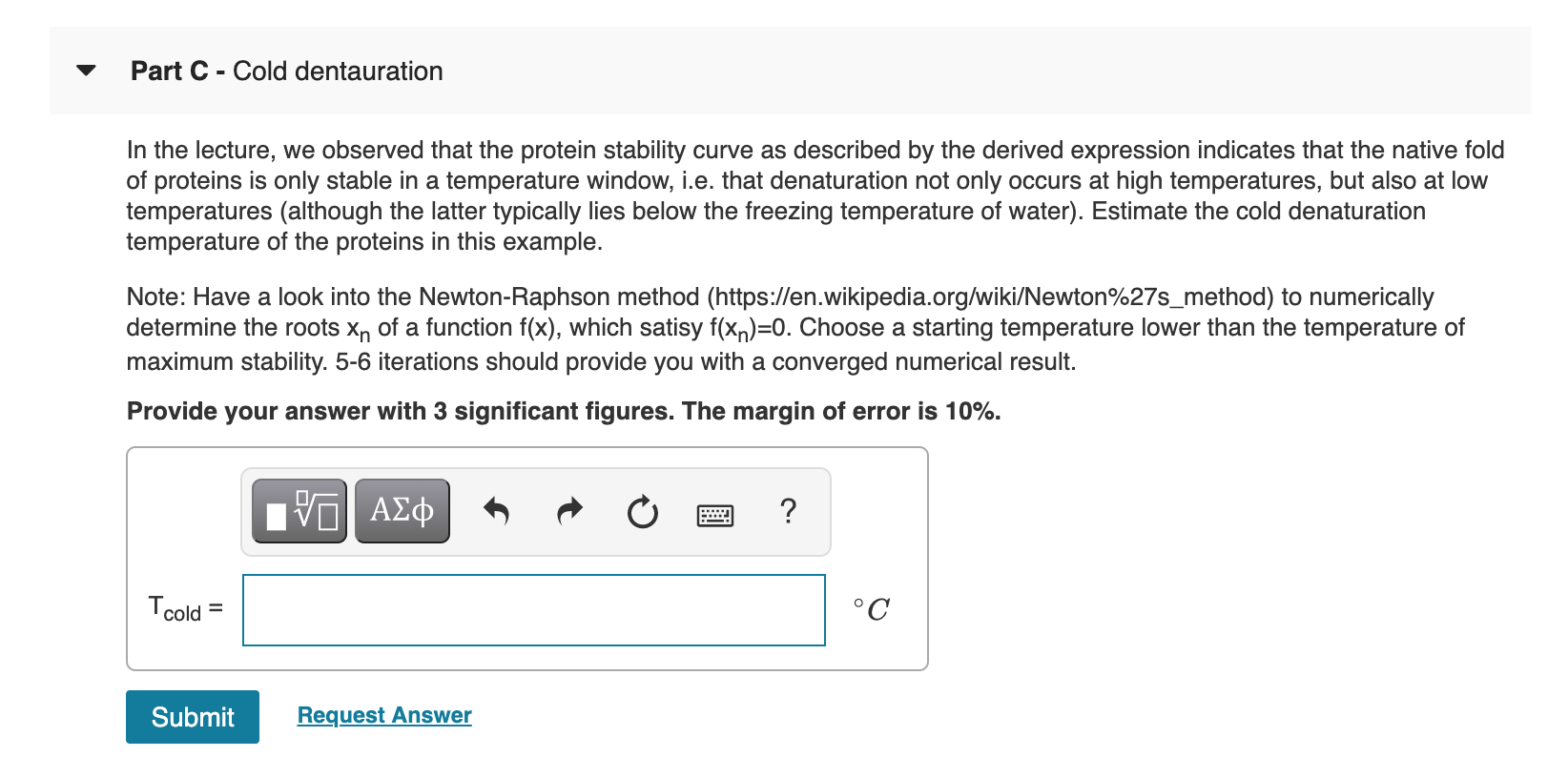 Solved Learning Goal: Characterize protein stability curves | Chegg.com