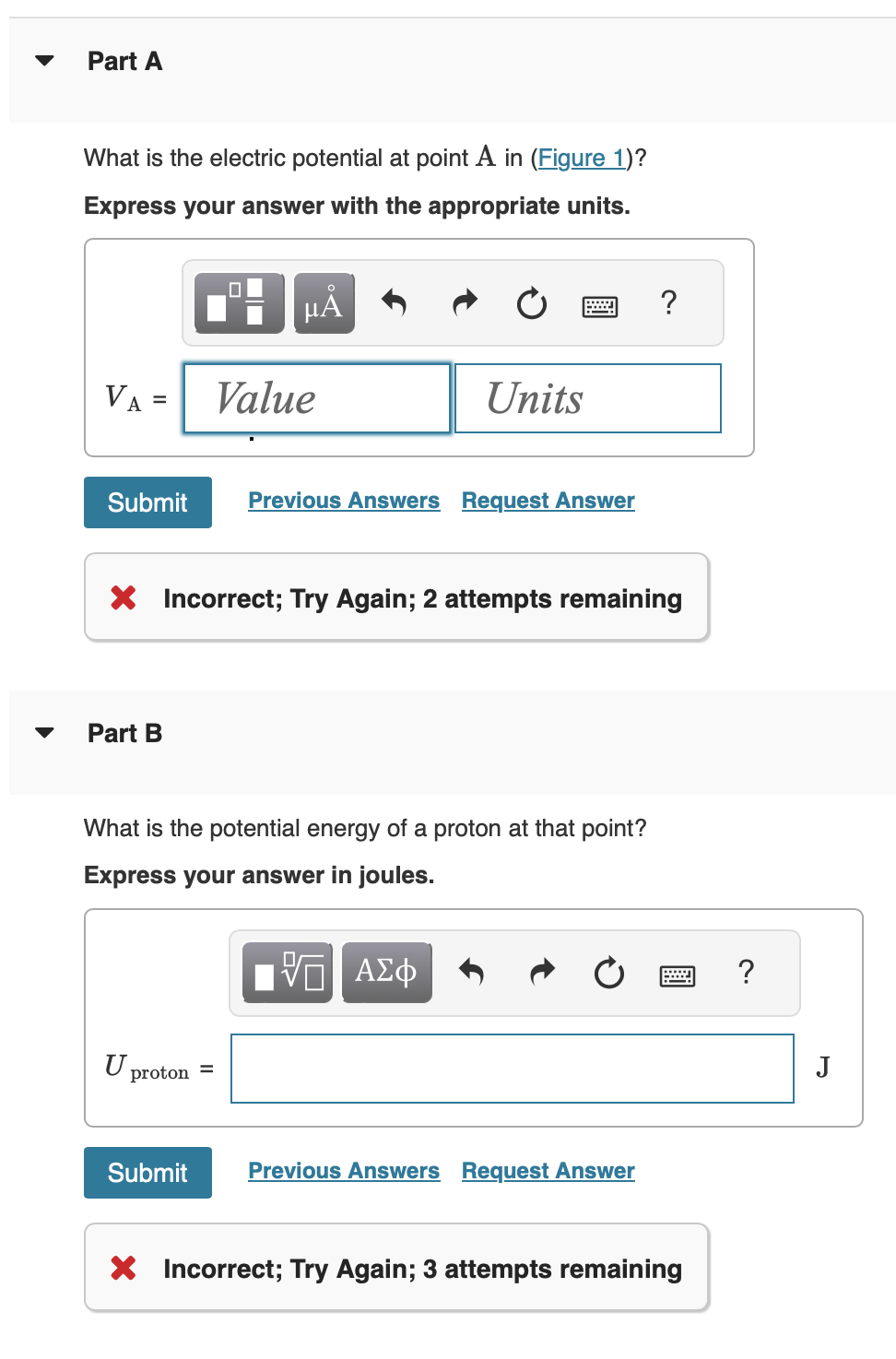 Solved 1 of 1What is the electric potential at point A in | Chegg.com