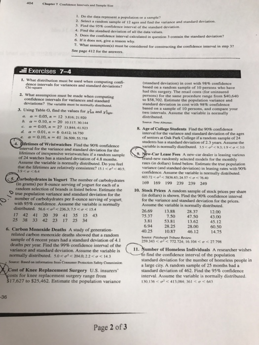 Solved Chapter 7 Cosfidence latervals and Sample Sise 1. Do | Chegg.com