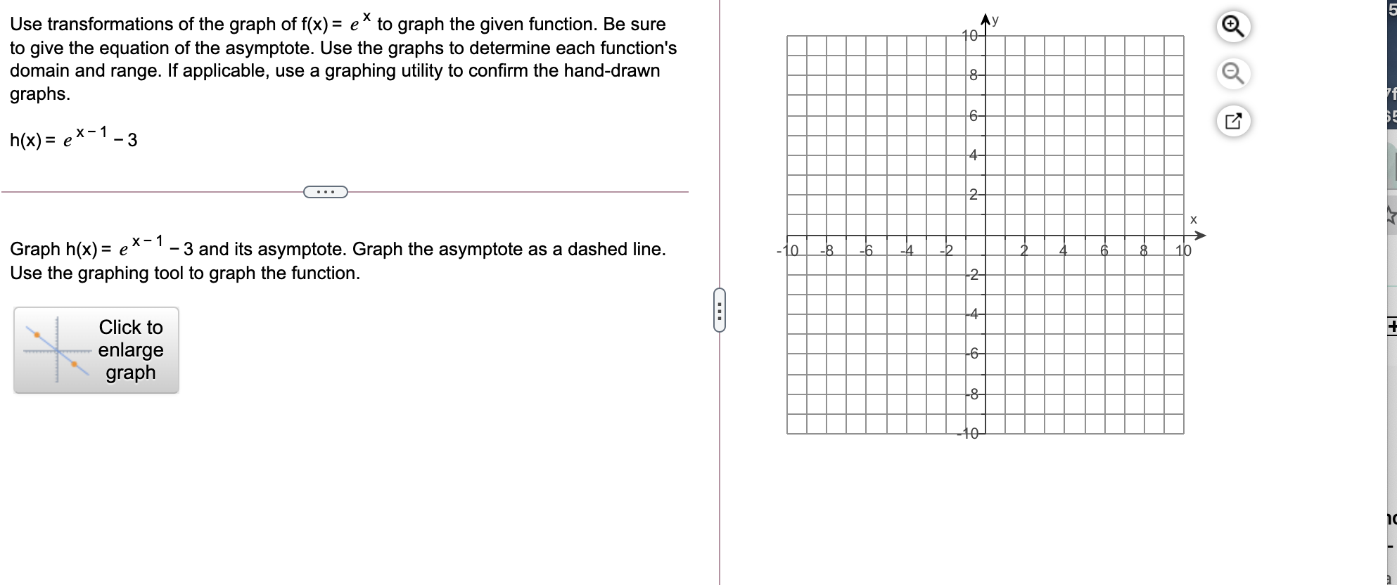 Solved 5 Ay 10 Use transformations of the graph of f(x) = e | Chegg.com