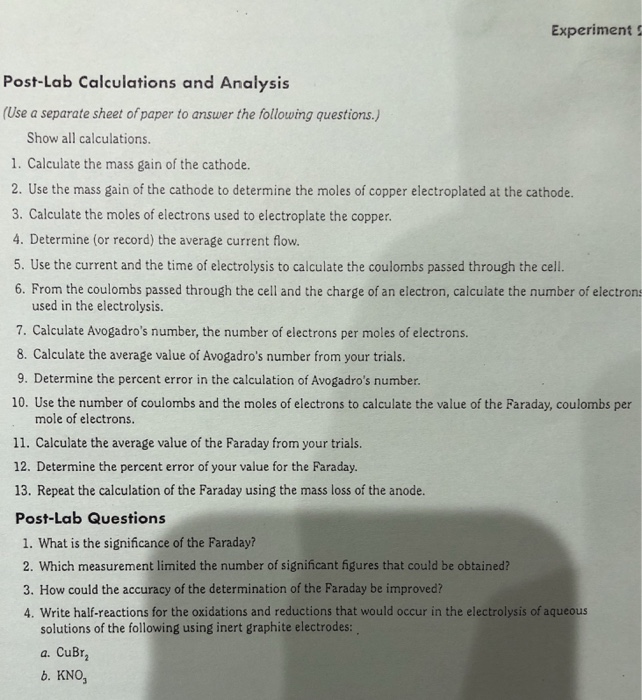 Solved Given the data table please answer all the post lab | Chegg.com