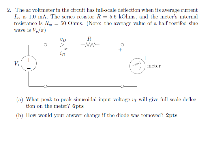 Solved 2. The Ac Voltmeter In The Circuit Has Full-scale 