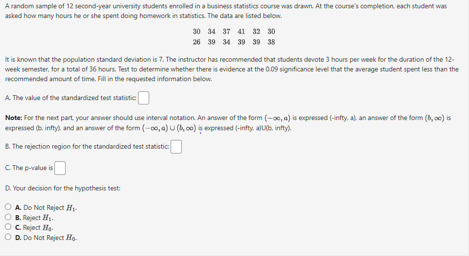 Solved A random sample of 12 second-year university students | Chegg.com