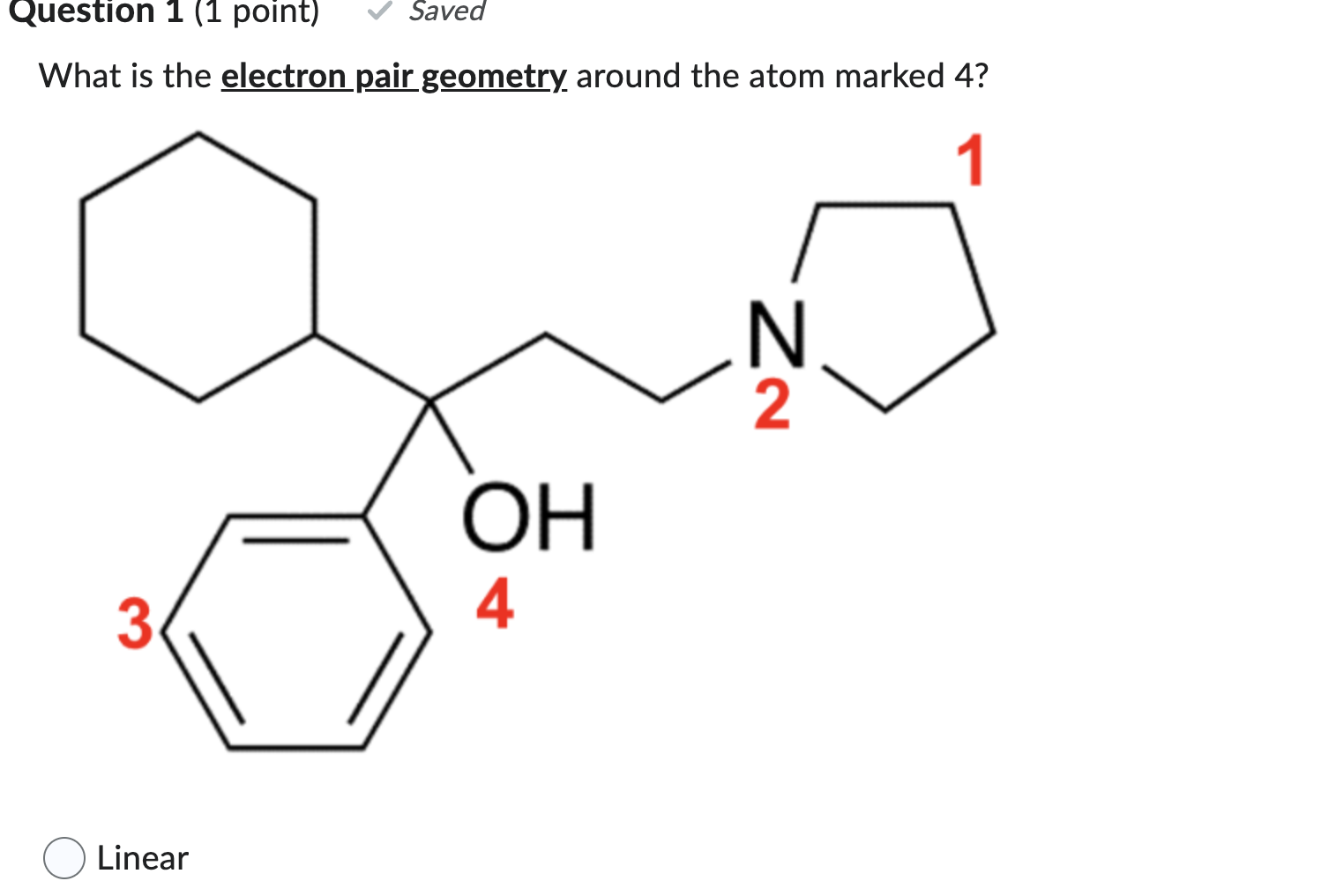 Solved Question 1 (1 point) Saved What is the electron pair | Chegg.com
