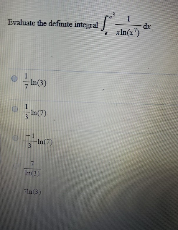 Solved 8 Evaluate the definite integral | xin 17 dr. 7 In(3) | Chegg.com
