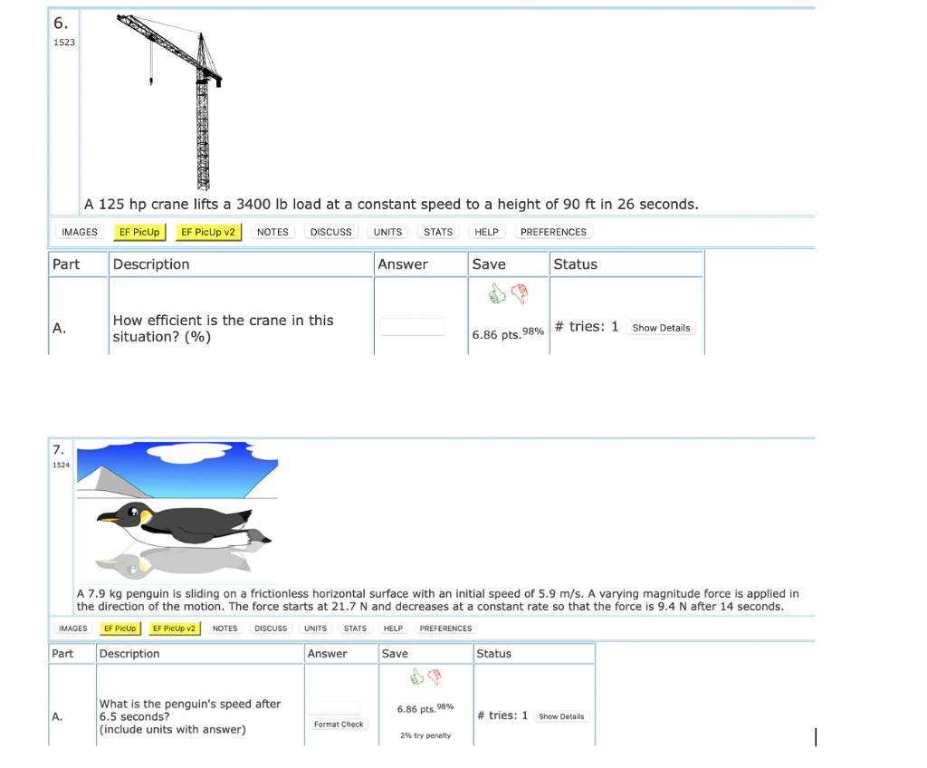 Solved 6. 1523 A 125 hp crane lifts a 3400 lb load at a