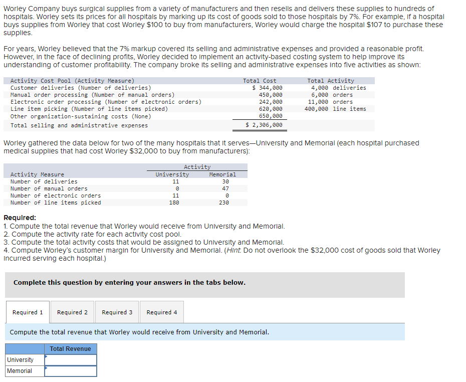 Solved Worley Company buys surgical supplies from a varlety