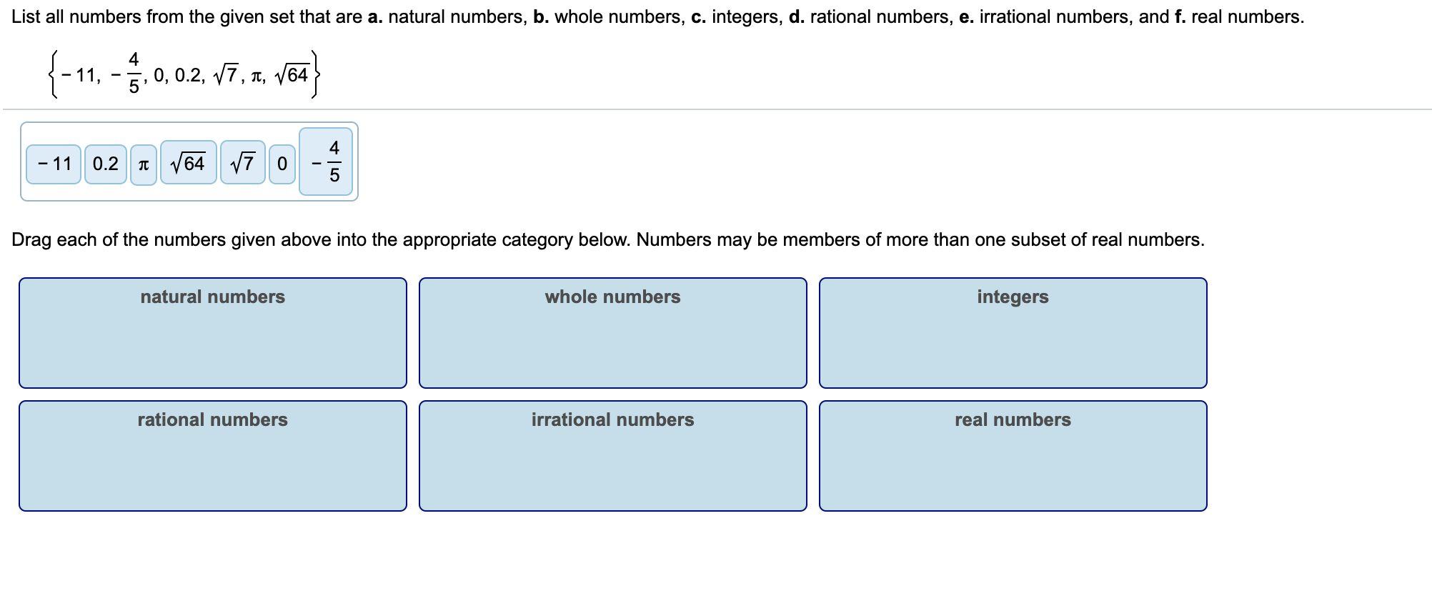 Solved list all numbers from the given set that are a chegg