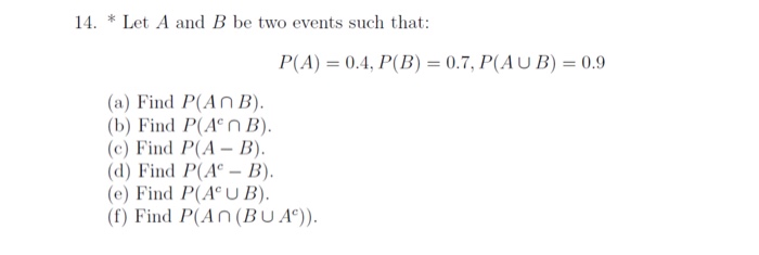 Solved Let A And B Be Two Events Such That: P(A) = 0.4, P(B) | Chegg.com