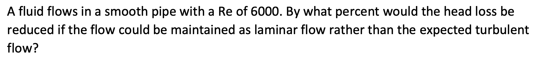 Solved A fluid flows in a smooth pipe with a Re of 6000. By | Chegg.com