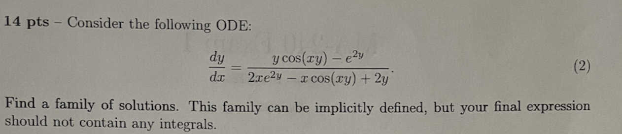 Solved 14 pts - Consider the following ODE: | Chegg.com