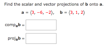 Solved Find the scalar and vector projections of b onto a. a | Chegg.com
