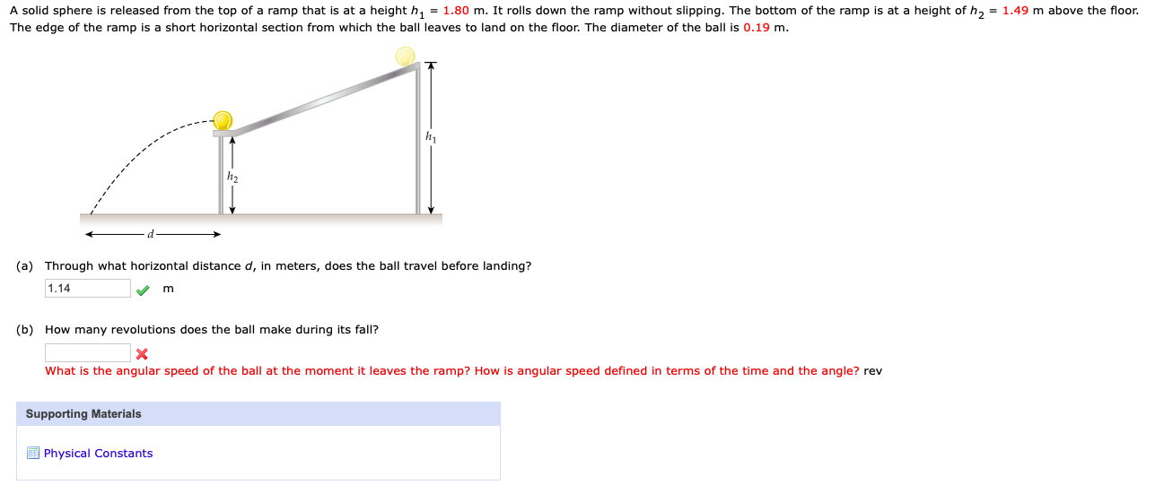 Solved A solid sphere is released from the top of a ramp | Chegg.com