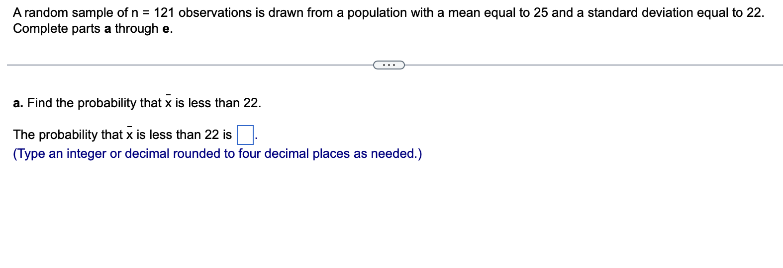 Solved A random sample of n=121 observations is drawn from a | Chegg.com