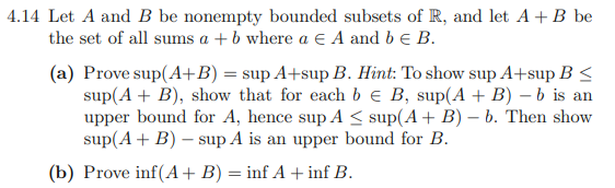 Solved 14 Let A And B Be Nonempty Bounded Subsets Of R, And | Chegg.com