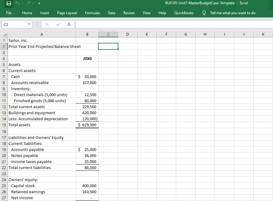 Solved BUS105: Master Budgeting Case Instructions: Read the | Chegg.com