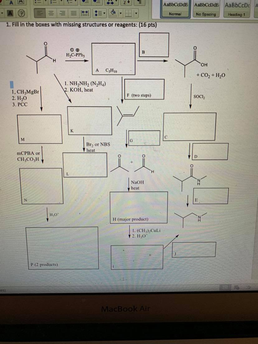 Solved 1. Fill in the boxes with missing structures or | Chegg.com