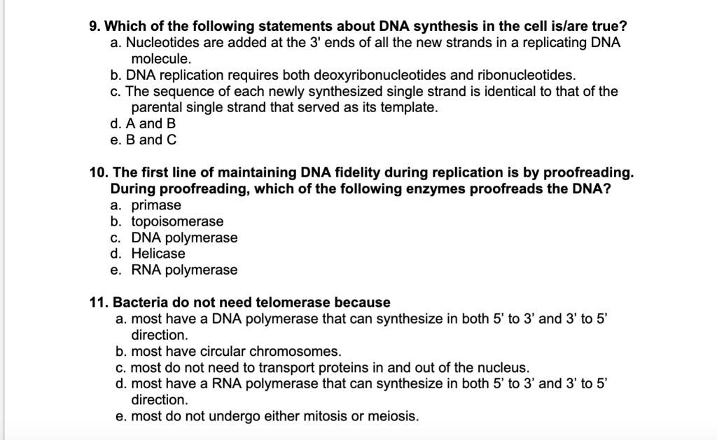 Solved 9. Which of the following statements about DNA | Chegg.com