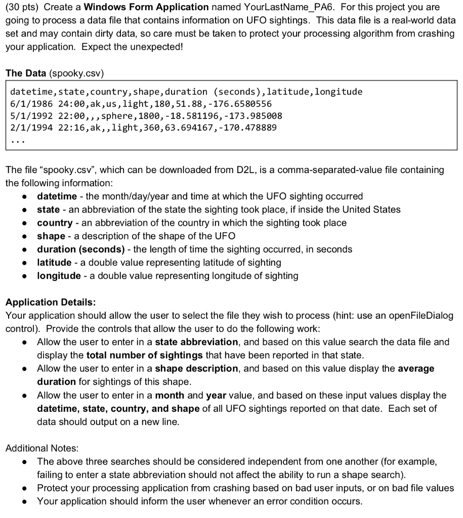 (30 pts) Create a Windows Form Application named | Chegg.com