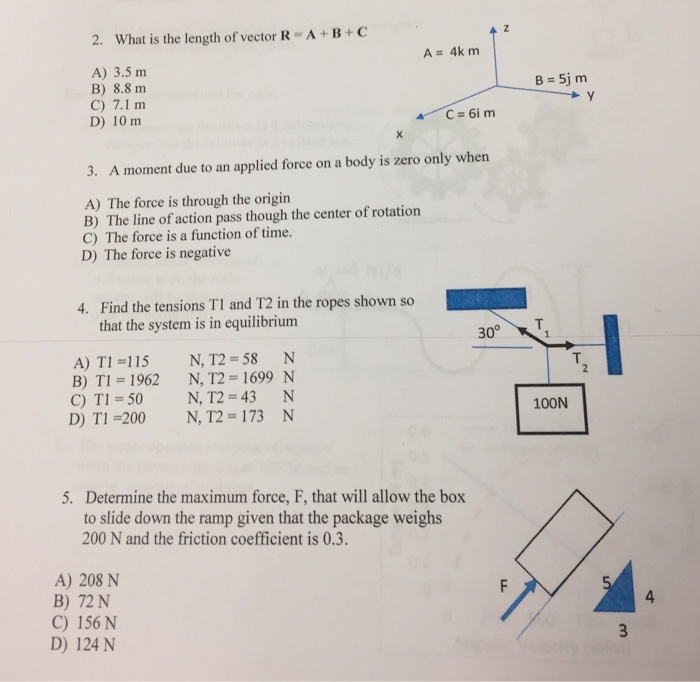 Solved What is the length of vector R = A + B + C 3.5 m