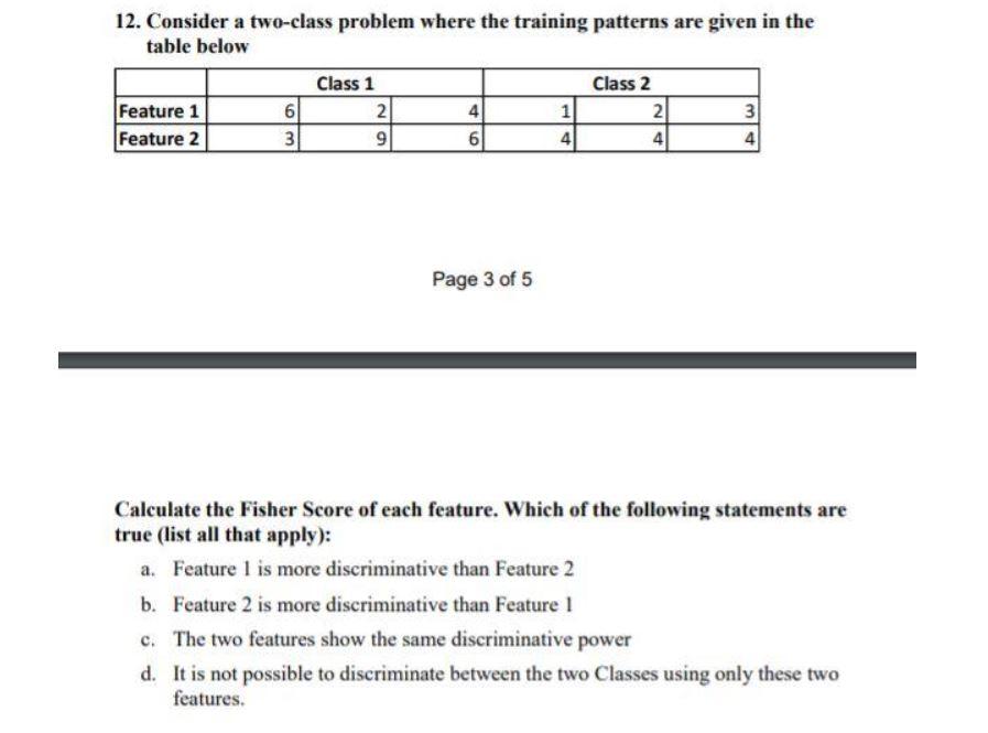 Solved 12. Consider a two-class problem where the training | Chegg.com