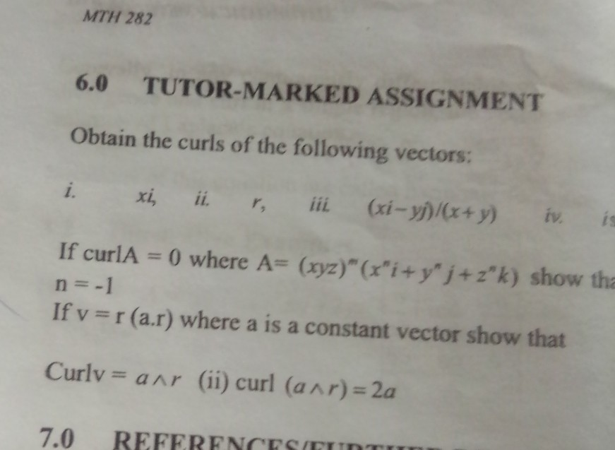 Mth 2 6 0 Tutor Marked Assignment Obtain The Cur Chegg Com