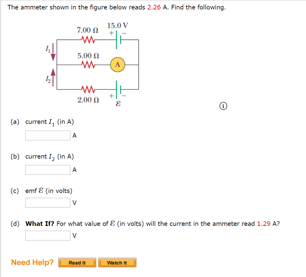 Solved The ammeter shown in the figure below reads 2.26 A.