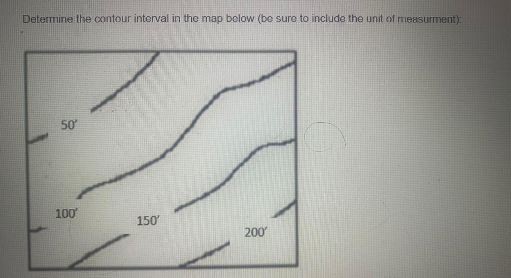 Solved Determine the contour interval in the map below (be | Chegg.com
