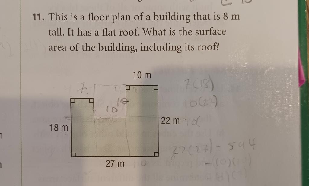 Solved 11. This is a floor plan of a building that is 8 m | Chegg.com