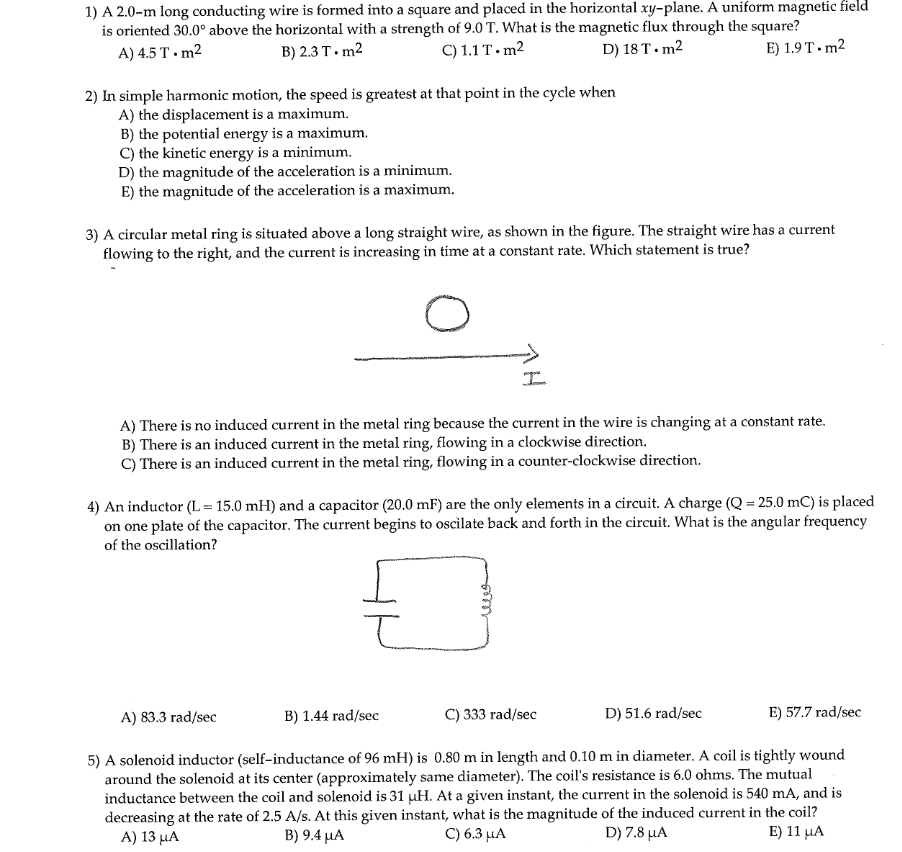 Solved 1) A 2.0-m Long Conducting Wire Is Formed Into A | Chegg.com