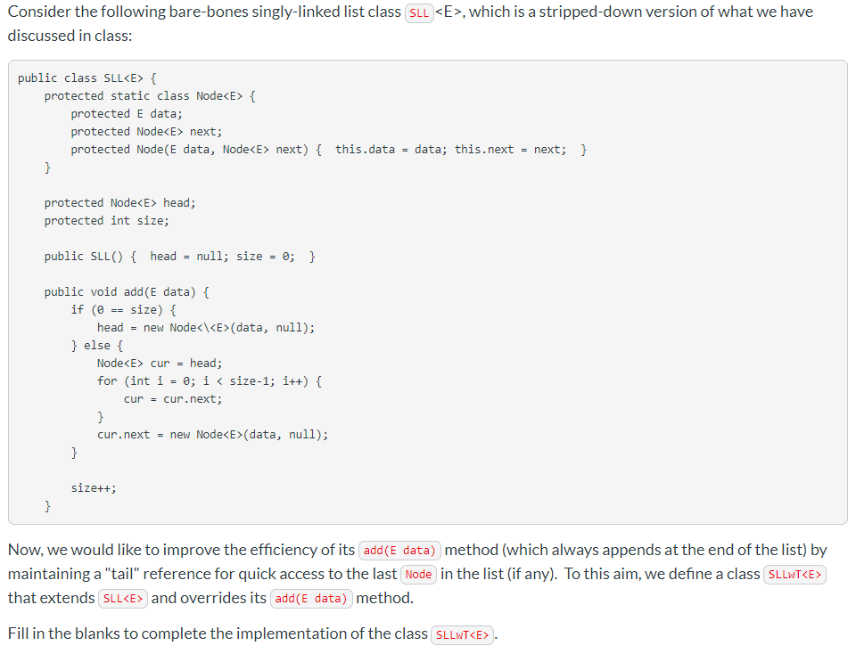 Solved Consider the following bare-bones singly-linked list | Chegg.com