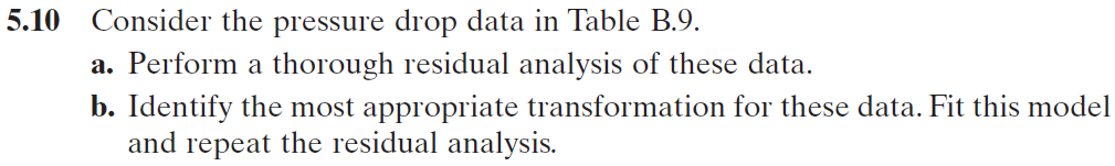 5.10 Consider the pressure drop data in Table B.9. a. | Chegg.com
