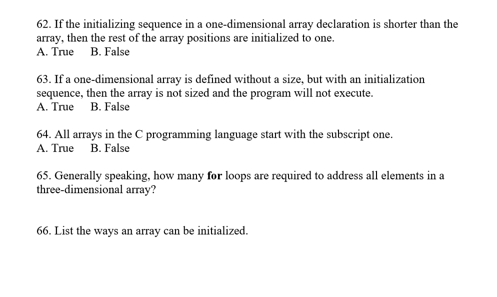 Solved 62. If the initializing sequence in a one-dimensional | Chegg.com