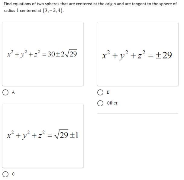 Solved Find Equations Of Two Spheres That Are Centered At 1289