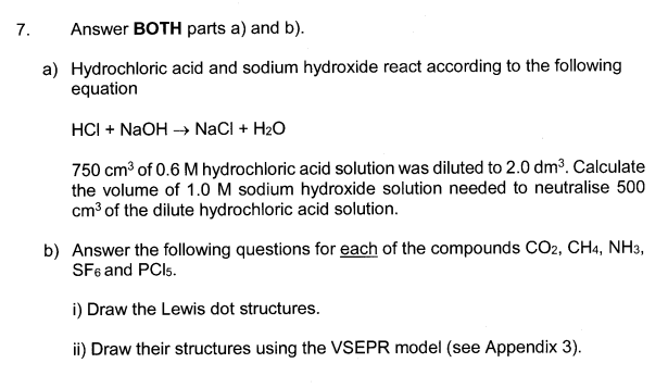 Solved 7 Answer Both Parts A And B A Hydrochloric Acid Chegg Com