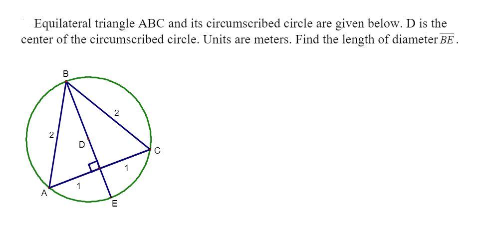 Solved Equilateral triangle ABC and its circumscribed circle | Chegg.com