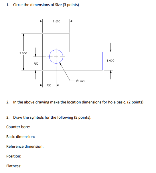 1. Circle the dimensions of Size ( 3 points) 2. In | Chegg.com