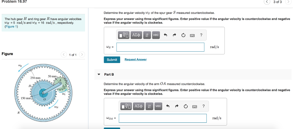 Solved Problem 16.97 3 of 3 Determine the angular velocity | Chegg.com