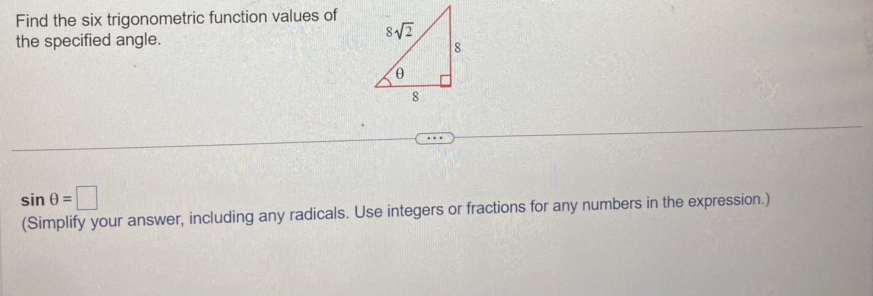 Solved Find the six trigonometric function values of the | Chegg.com