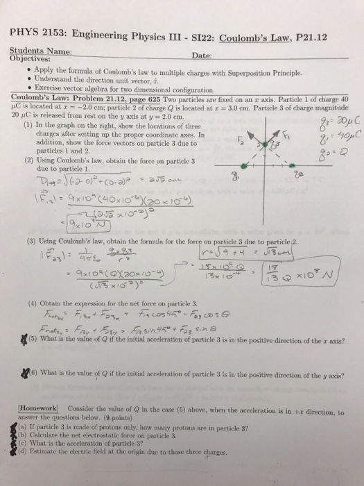 Solved PHYS 2153: Engineering Physics III Coulomb's Law, | Chegg.com