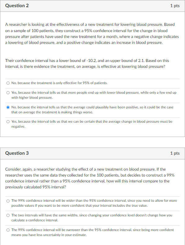 Solved Question 2 1 pts A researcher is looking at the | Chegg.com