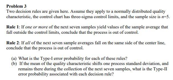 Solved Problem 3 Two Decision Rules Are Given Here. Assume | Chegg.com