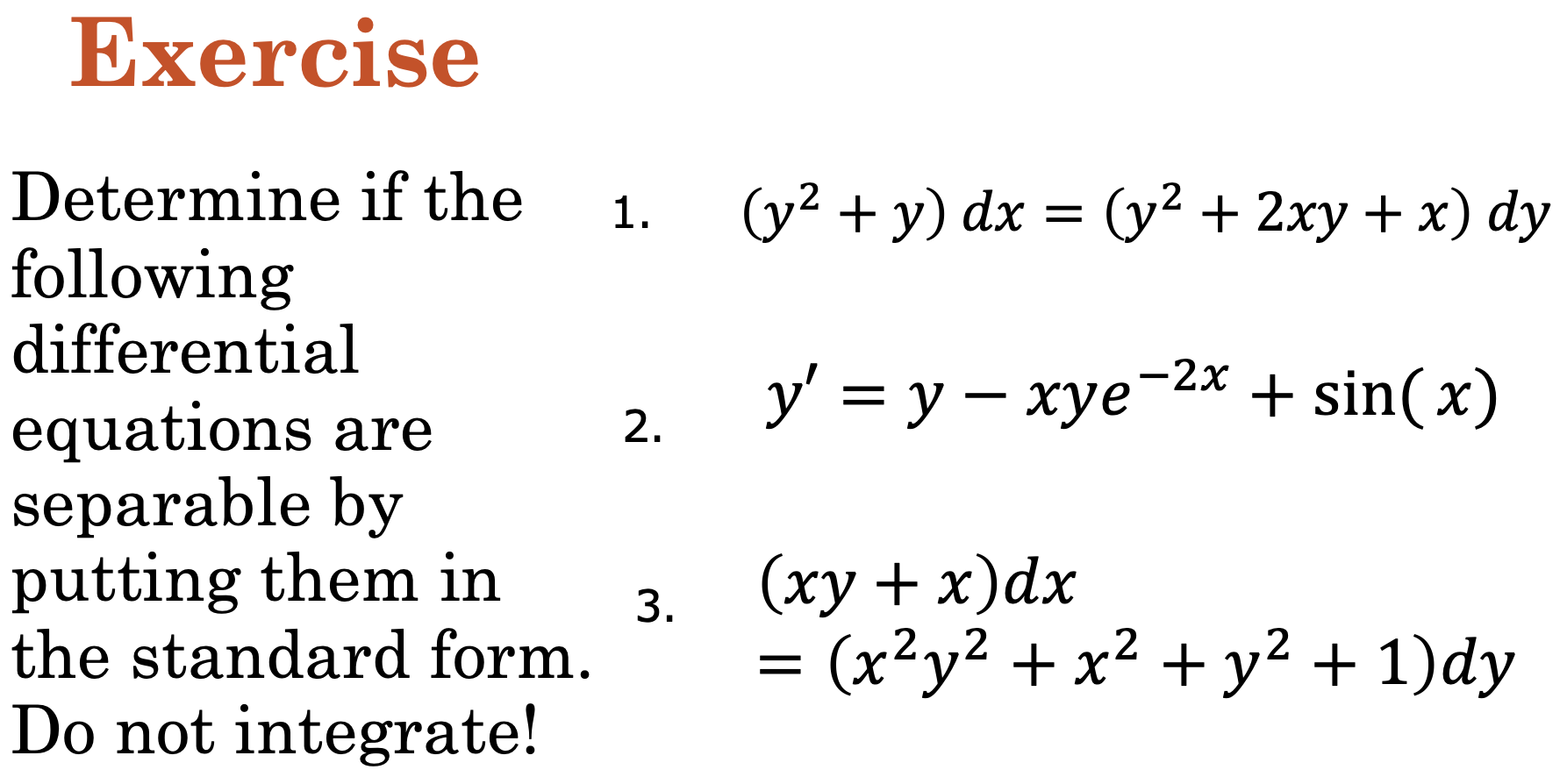 Solved Exercise 1. (y2 + Y) Dx = (y2 + 2xy + X) Dy Y' = Y - 