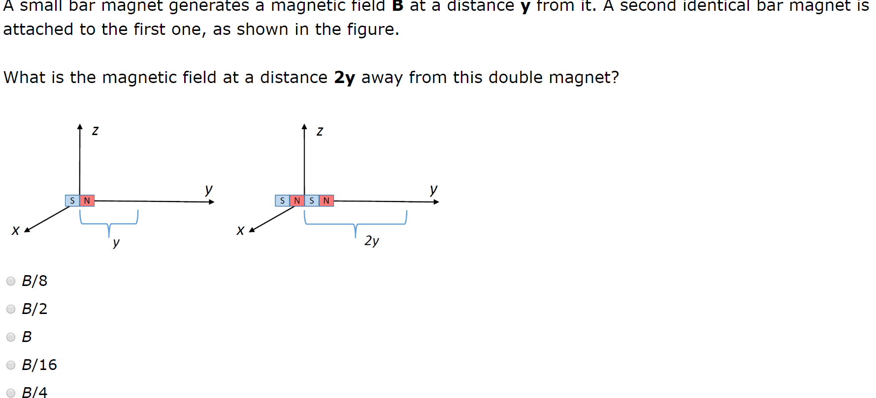 Solved A small bar magnet generates a magnetic field B at a | Chegg.com