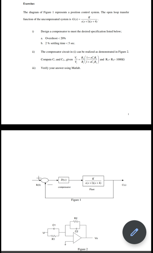 Solved Exercise: The diagram of Figure 1 represents a | Chegg.com
