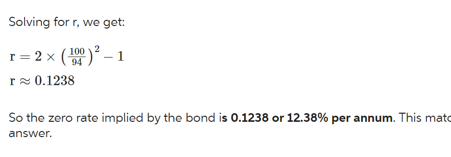 Solved 1- Calculate the zero rate implied by a bond trading | Chegg.com