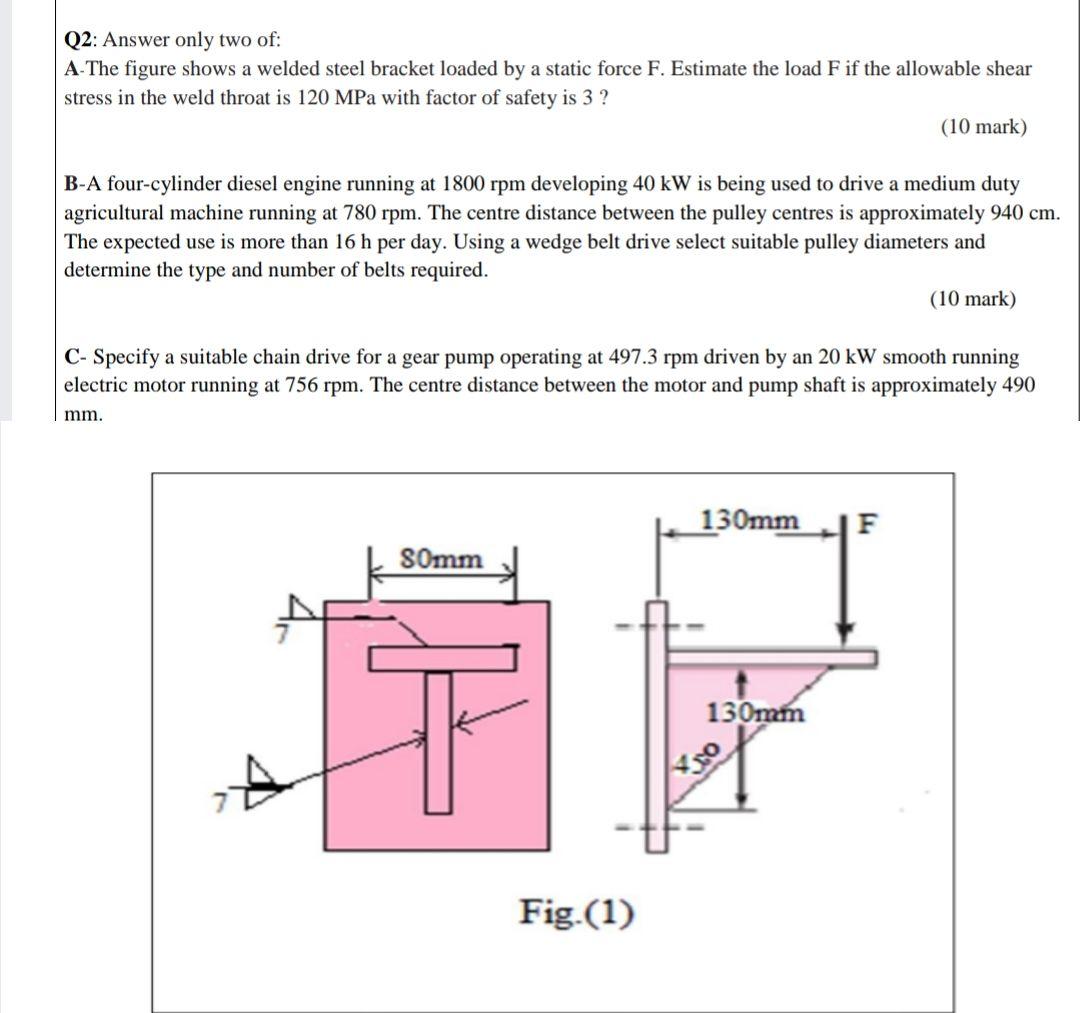 Solved Q2: Answer Only Two Of: A-The Figure Shows A Welded | Chegg.com