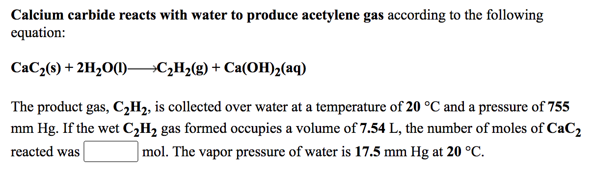 Calcium carbide deals and water