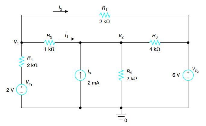 [Solved]: Find V1, V2, I1, and I2. Include all the steps ple