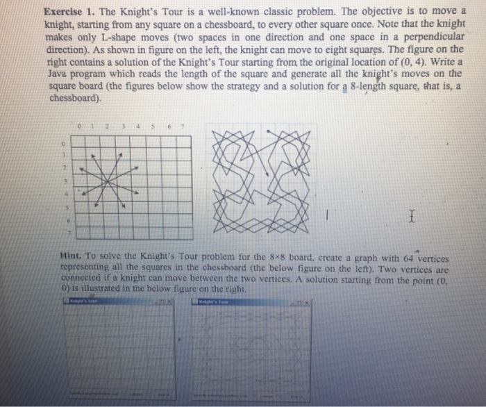 Exercise 1. The Knight's Tour is a well-known classic | Chegg.com